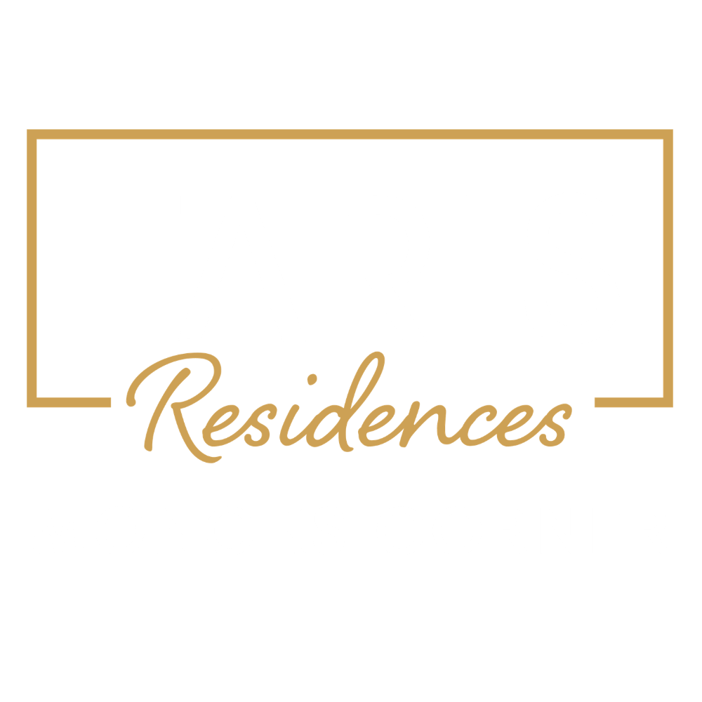 A black and gold logo for Faris Residences at Moncks Corner.